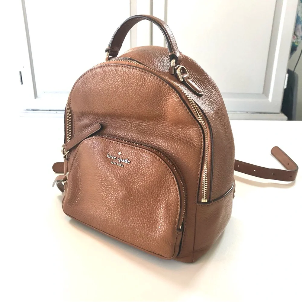 Kate Spade Jackson Backpack Warm Ginger Brown Pebbled Leather Medium